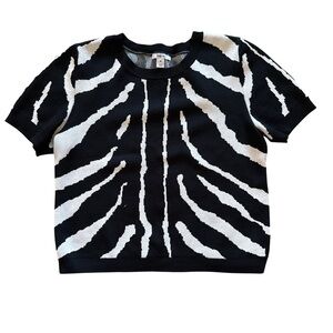 Bar III Black and White Zebra Print Tee